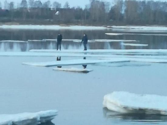 В Рыбинске с льдины сняли двоих подростков