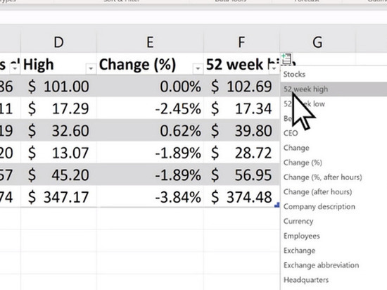 В Microsoft Excel встроили инструмент «Акции»